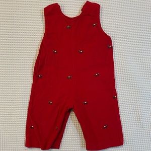 Funtasia Too Embroidered Horse Longall Corduroy Romper Red 12 months.